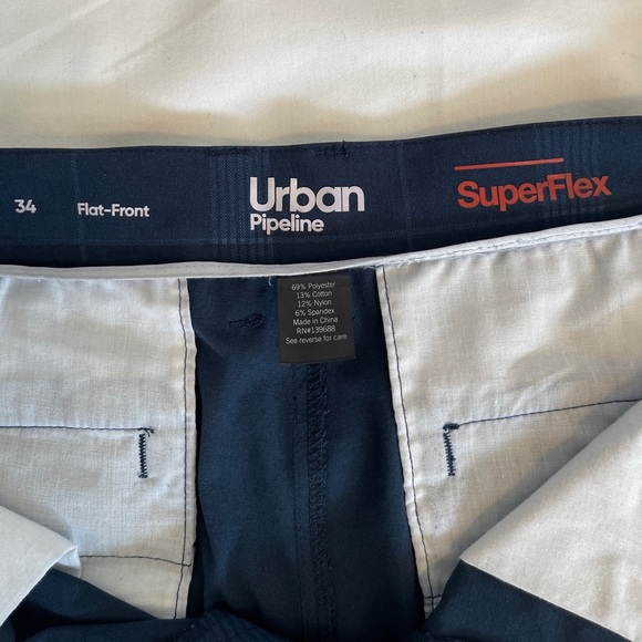 Urban Pipeline Super Flex Flat Front Lightweight Men's Navy Plaid Shorts - Picture 5 of 5